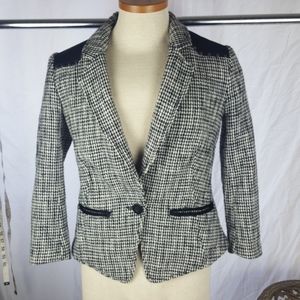 FREE PEOPLE BLACK WHITE CHECK SUEDE BLAZER SZ XS